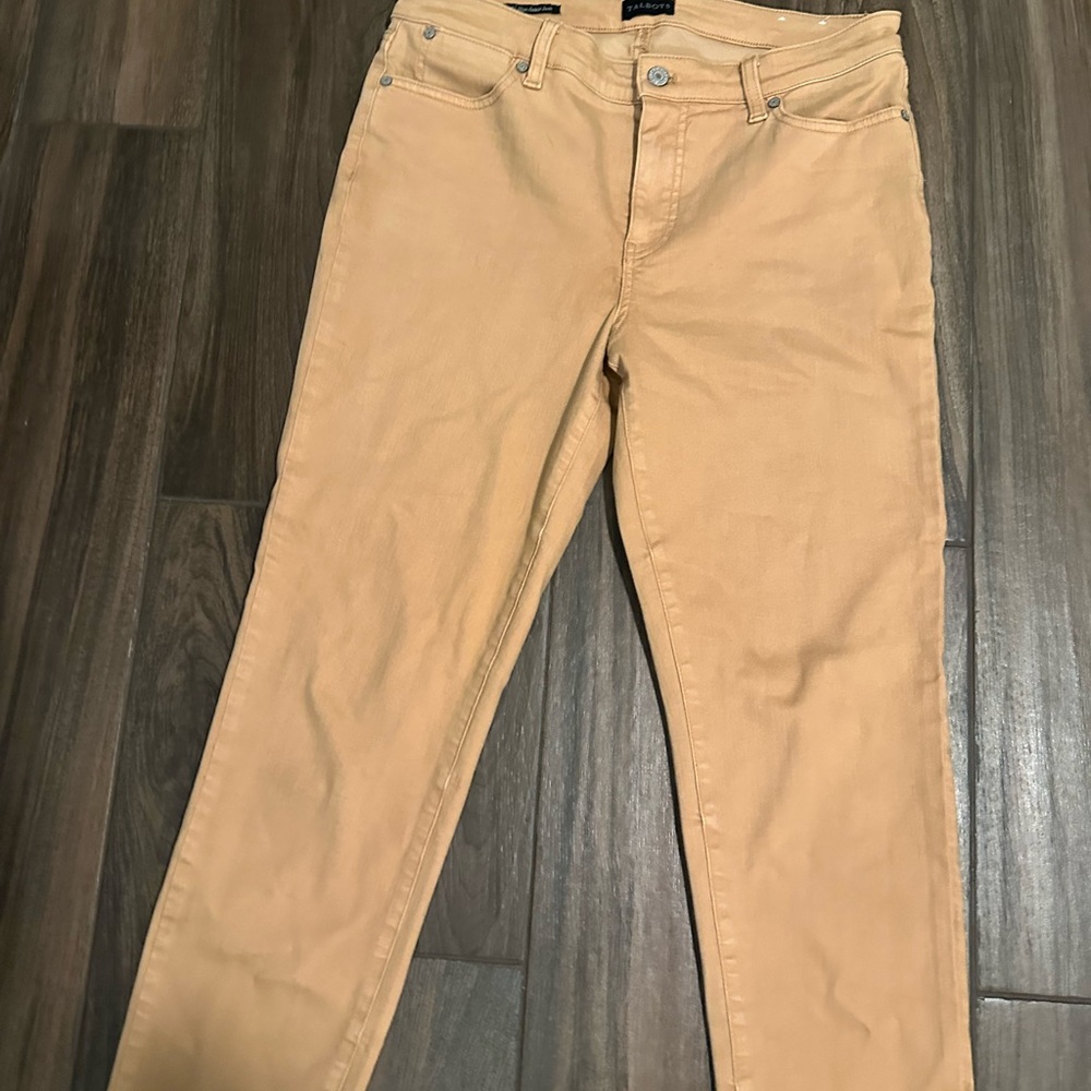 Talbots Women's Straight Leg Slim Ankle Jeans in Tan